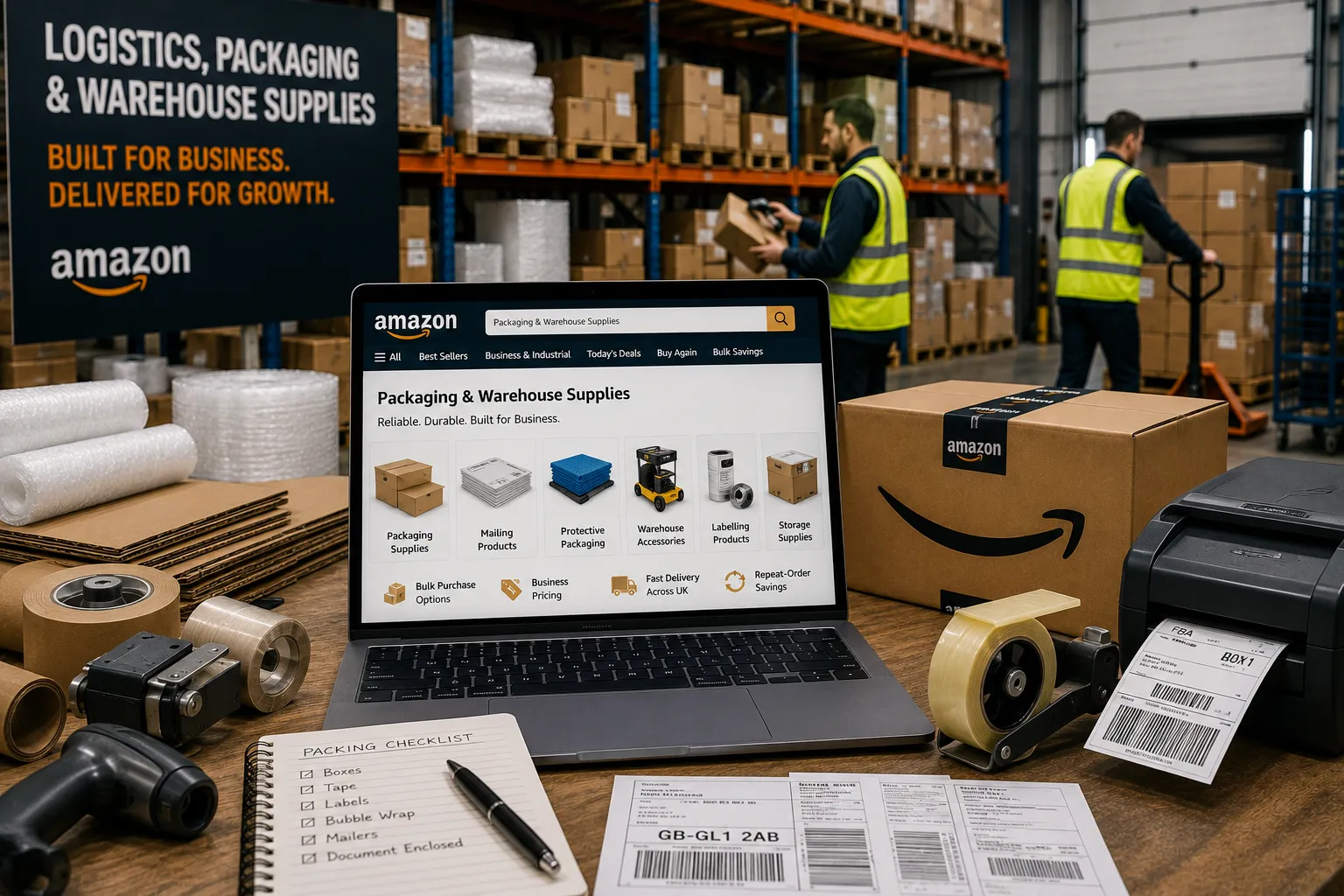 Warehouse packing station in action
