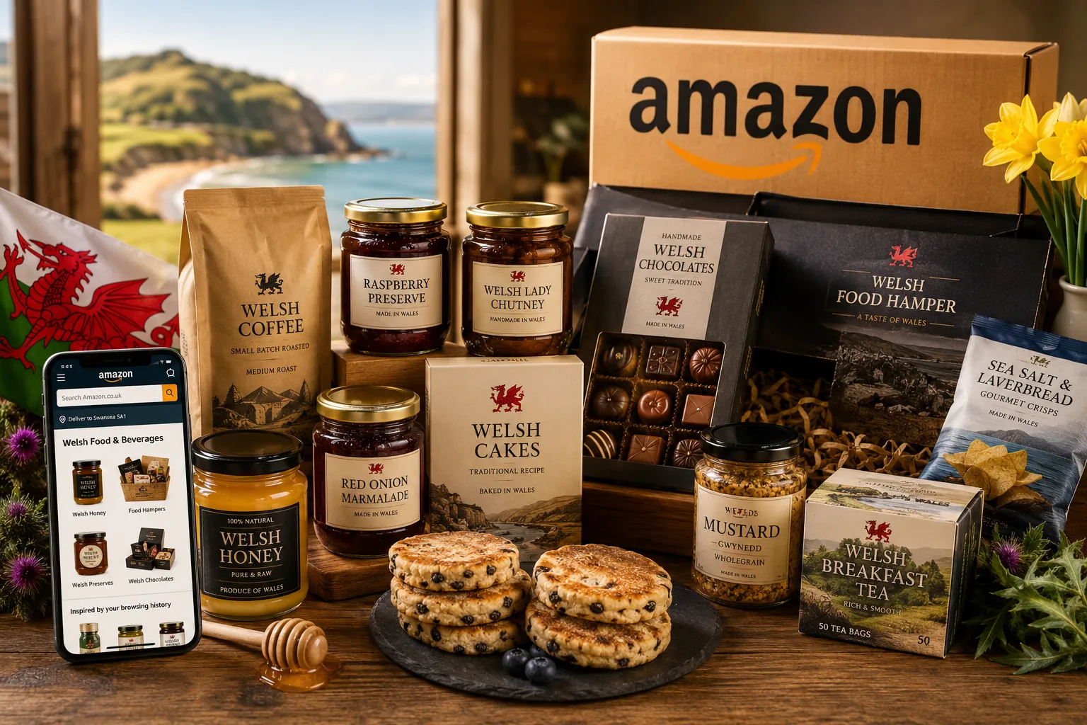 Welsh gourmet delights with Amazon branding
