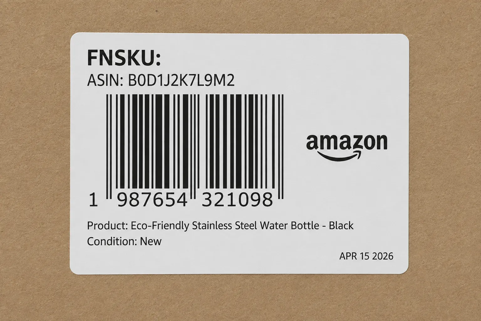 Amazon FNSKU Shipping Label on Cardboard