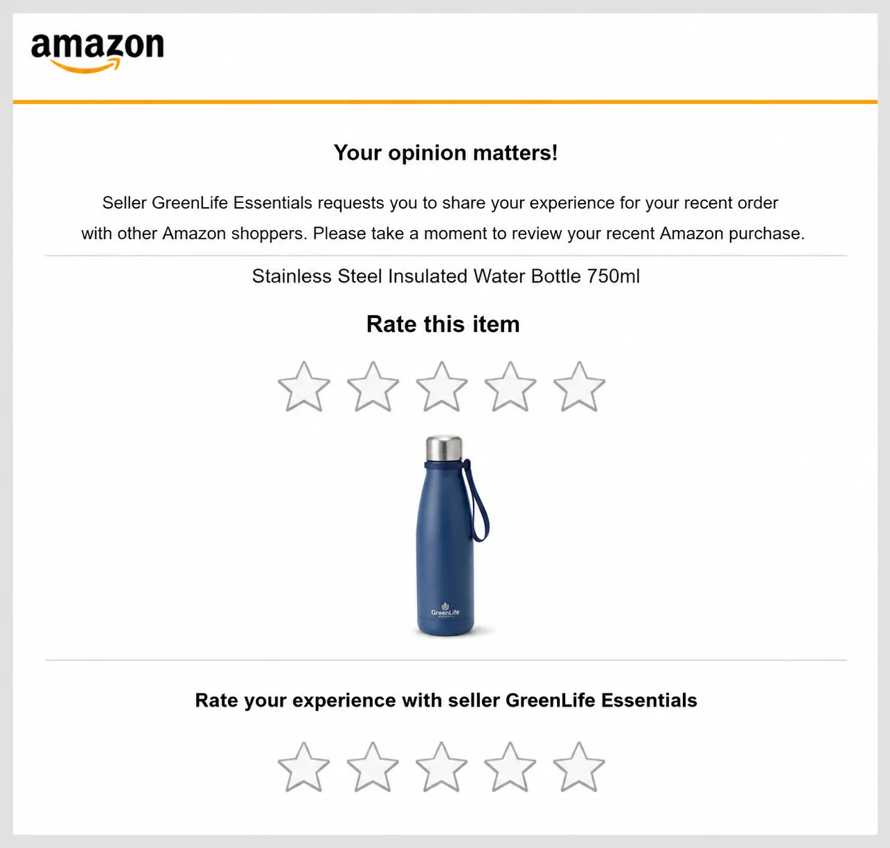 Amazon Review Request for GreenLife Bottle
