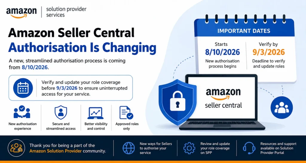 Amazon Seller Central authorisation changes 2026
