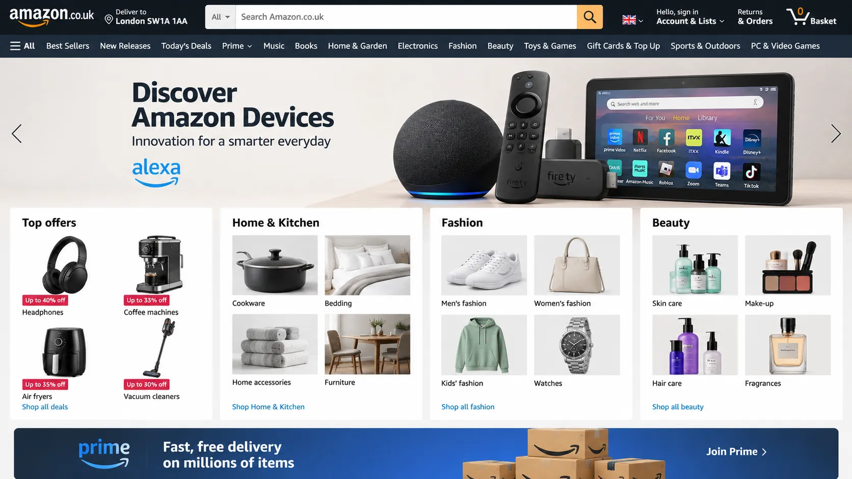Amazon UK Homepage Marketplace
