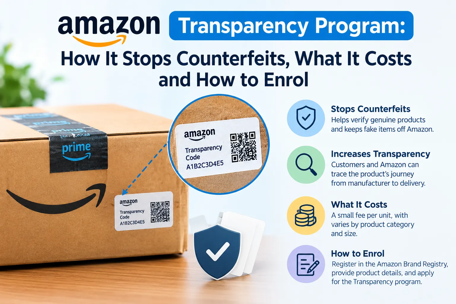 Amazon Transparency code label on product packaging