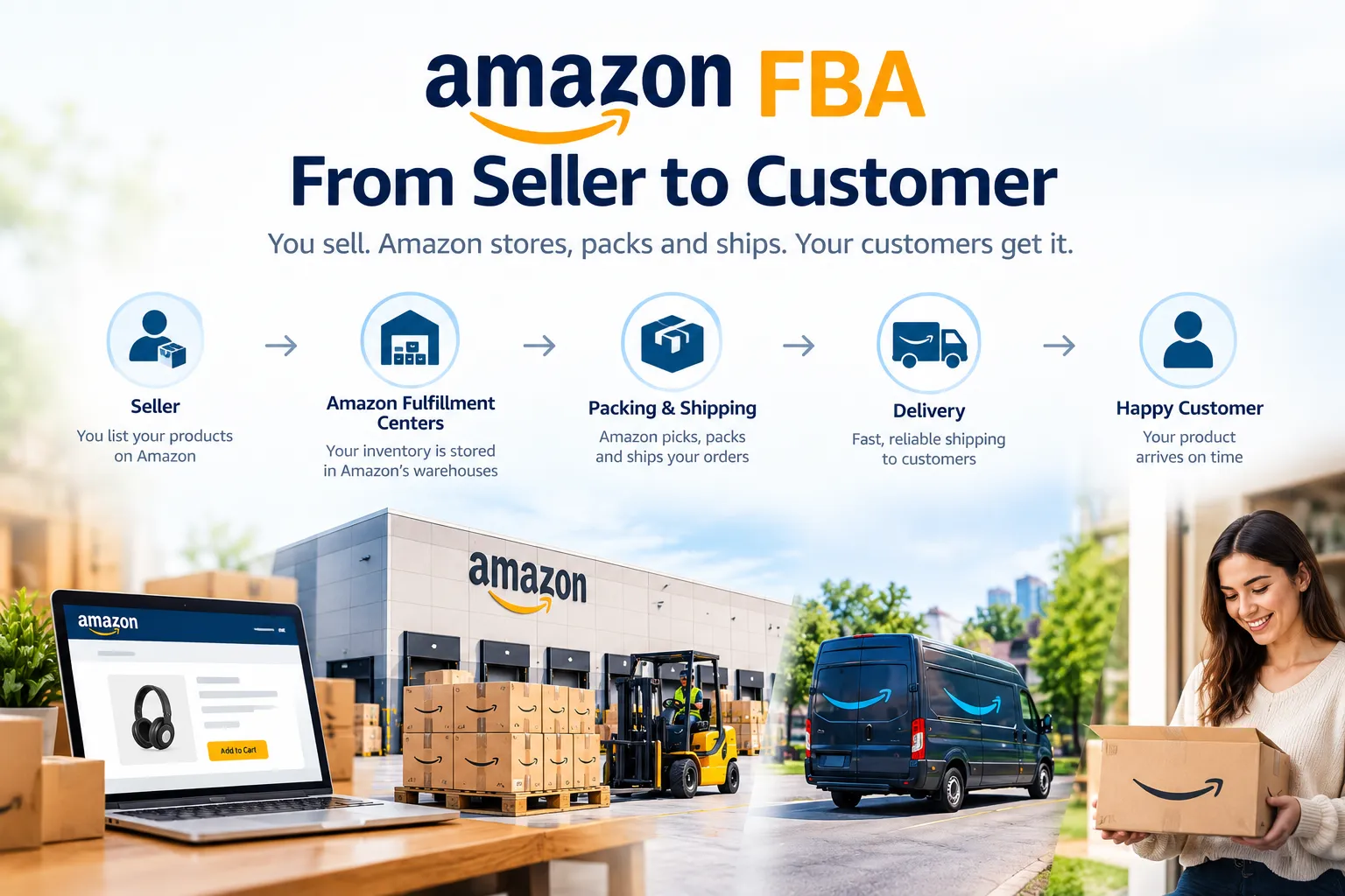 Amazon FBA fulfilment process from seller to customer